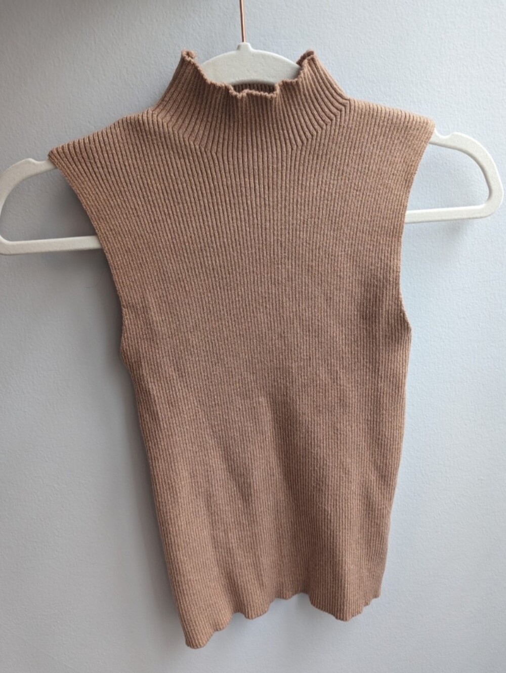 Sleeveless Ribbed Mock Neck Top - Dusty Rose